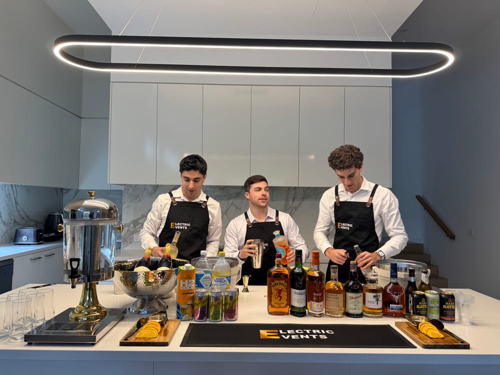 The Electric Events crew working the bar at a Melbourne event