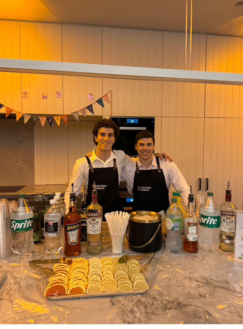 Electric Events bartenders running the bar at a Melbourne private event